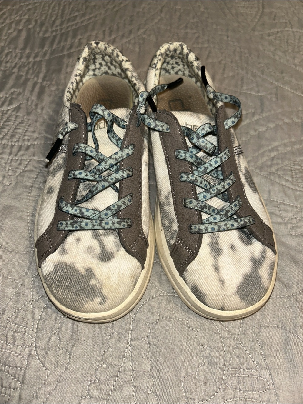 Hey Dude Girl’s Tie-Dye Canvas Sneakers in Gray and Cream